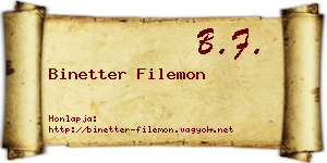 Binetter Filemon névjegykártya